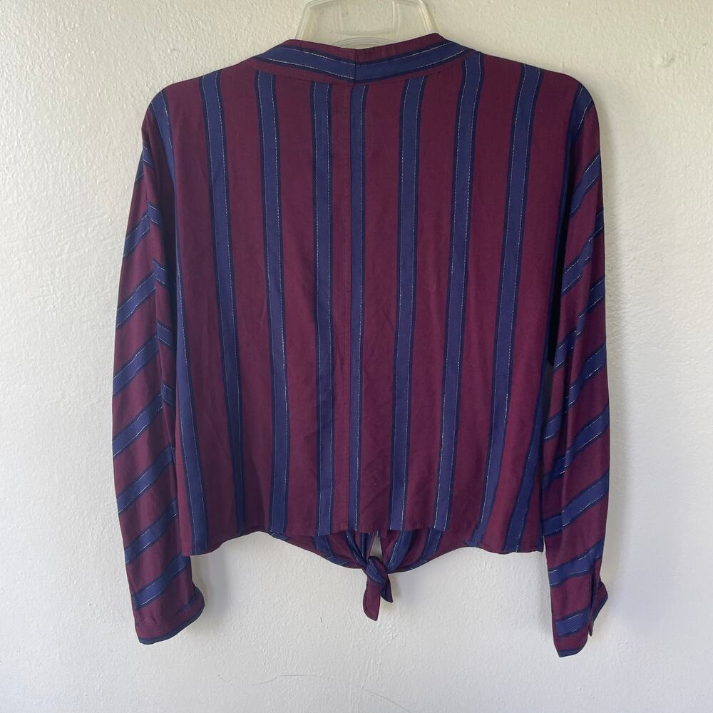 Rails Striped Size M Tie Front Blouse With Gold T… - image 8